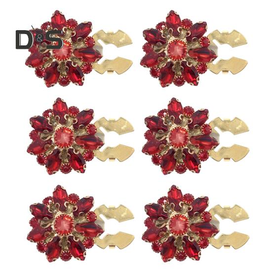 1/6Pcs Button Covers Faux Pearls Shiny Rhinestone Flower Shape Button Clip with Pliers Press Dress Suit Tux Accessories