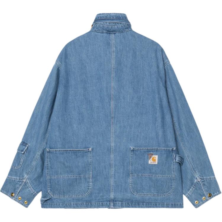 Carhartt WIP X INVINCIBLE Collaboration Multi-Pocket Label Logo Loose Removable Hood Denim Jacket Unisex jackets A242054-01-06