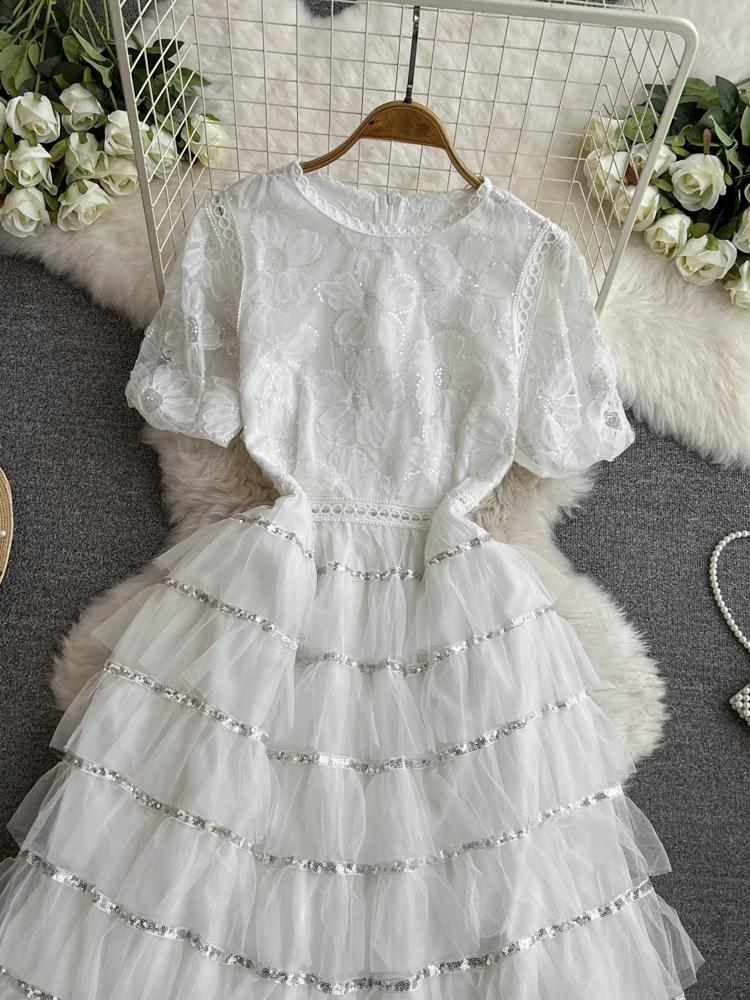 Летние женские сладкие блестящие цветочные сетчатые вечерние платья с вырезами