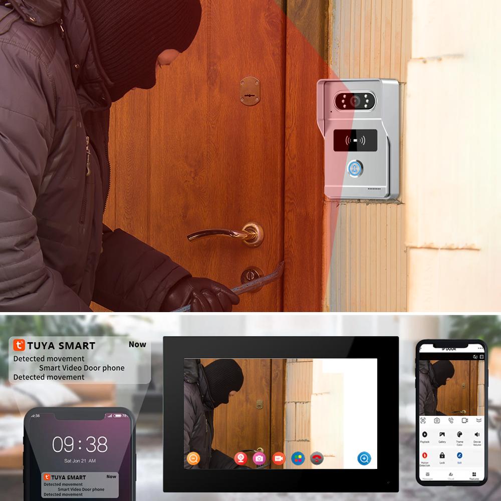 Tuya 7-дюймовая водонепроницаемая WIFI домашняя беспроводная видеодомофонная камера с IPS-экраном, двусторонняя связь, монитор, видео, аудио, дверной телефон