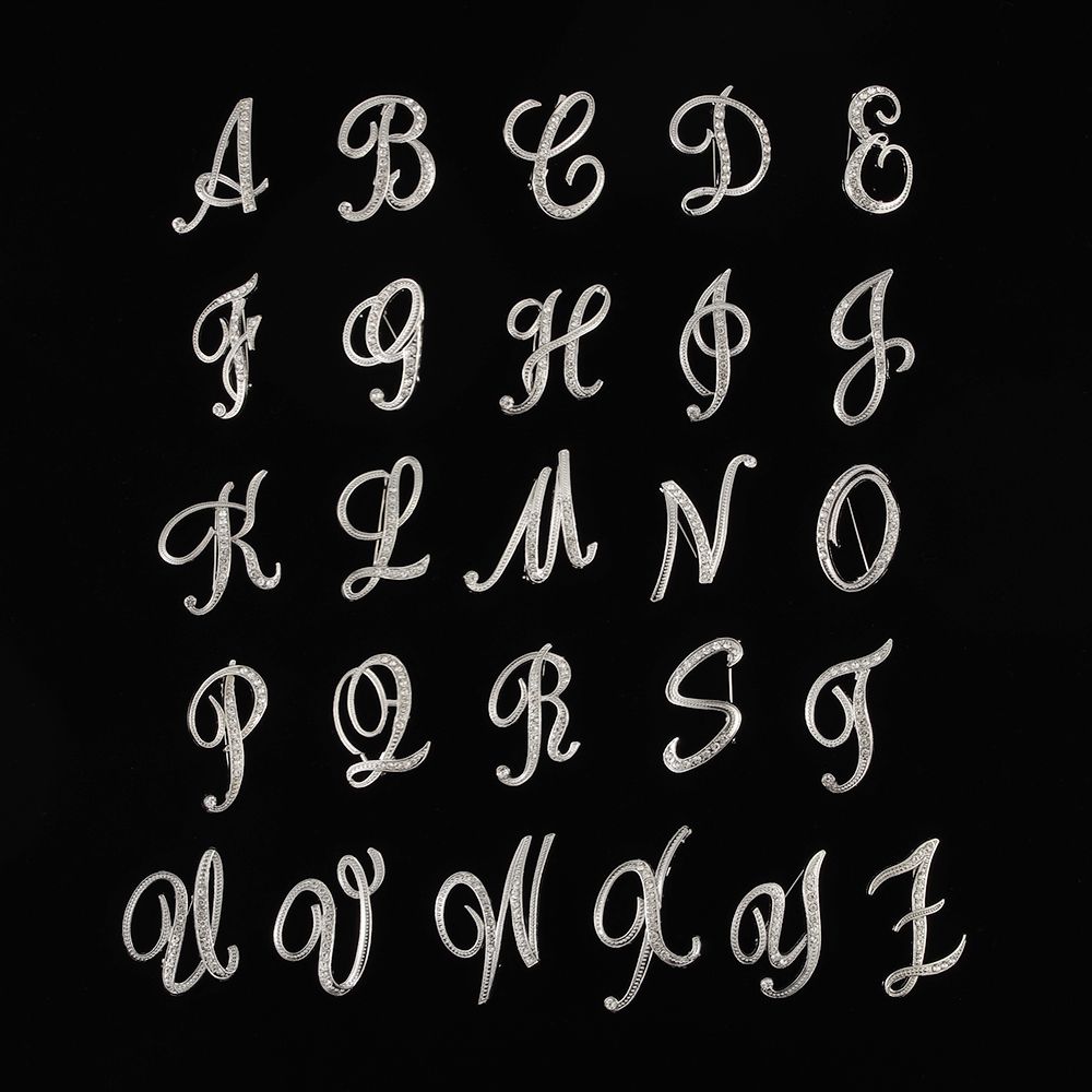 Suit Collar Accessories 26 English Letters Rhinestone Clip Initial Lapel Pin Crystal Letter Brooch