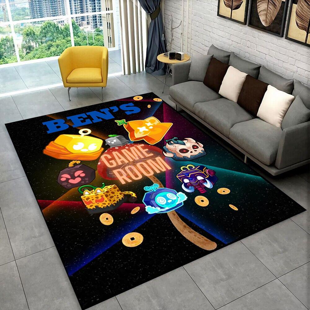 3D B-Blox Fruit Cartoon Game Gift Carpet Rug for Living Room Bedroom Home Sofa Decoration,kids Play Non-slip Floor Mat