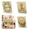 Holiday Inspire Easter Rabbits Print Plush Dining Chair Slipcover Dustproof for Home and Party Decoration