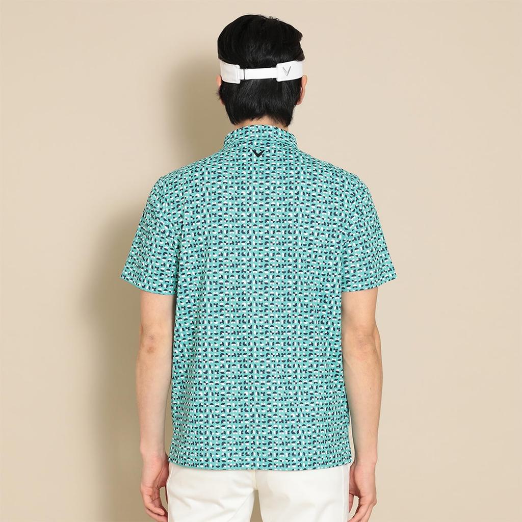 Callaway Short Sleeve Polo Shirt UV Golf C24134113 Green Men's (Geometric Print, Moisture-Wicking, Quick-Drying, Protection) / / 1130_Light