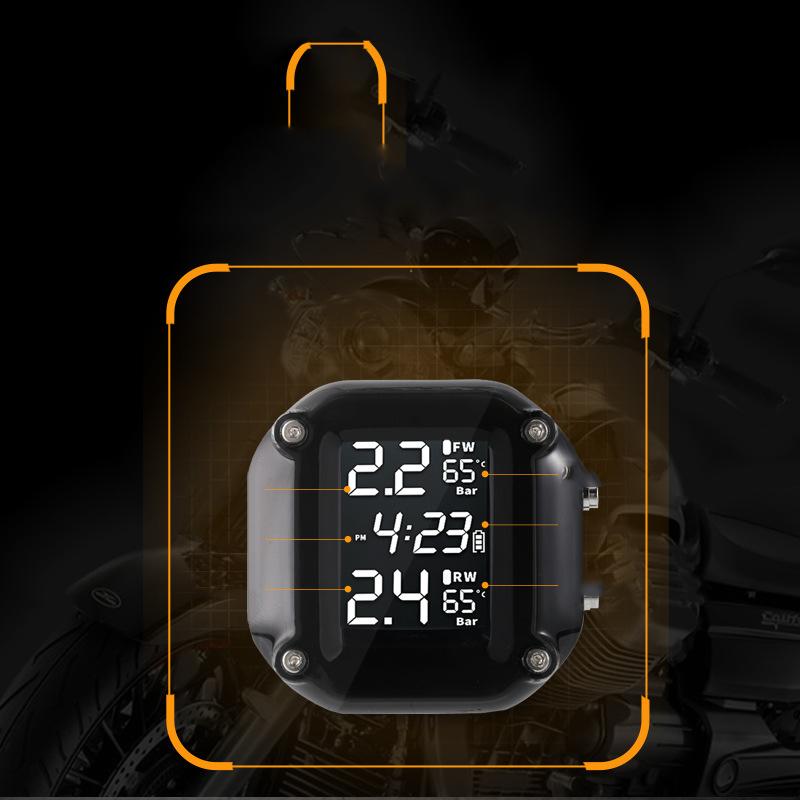 Беспроводная система контроля давления в шинах мотоцикла TPMS, ЖК-дисплей в шинах двигателя, внешние датчики давления в шинах, сигнализация