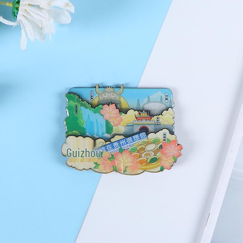 Национальный город Живописный Мультяшный Деревянный Эпоксидный Магнит на Холодильник