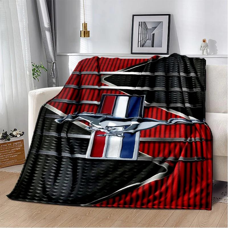 3D Mustang Racing Car Sign GTR Soft Plush Blanket,Flannel Blanket Throw Blanket for Living Room Bedroom Bed Sofa Cover Gift