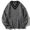 Men's Winter Retro V-neck Thickened Sweater Knitted Pullover Large Size Top