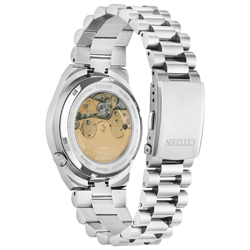 Citizen Uni Automatic Tsuyosa Mickey Mouse Watch with Sky Blue Sunray Dial and Stainless Steel Case (Model: NJ0156-50L), Silver Tone, Classic Style