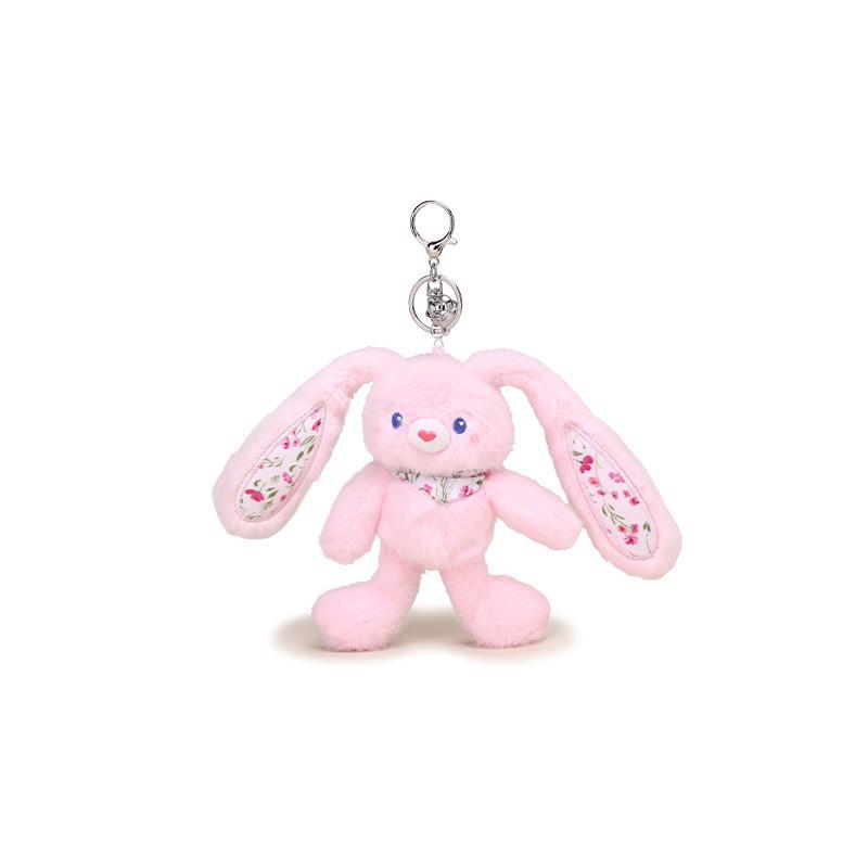 Printed Floral Bunny Plush Keychain Toy Pendant Cartoon Stuffed Doll Kids Gift
