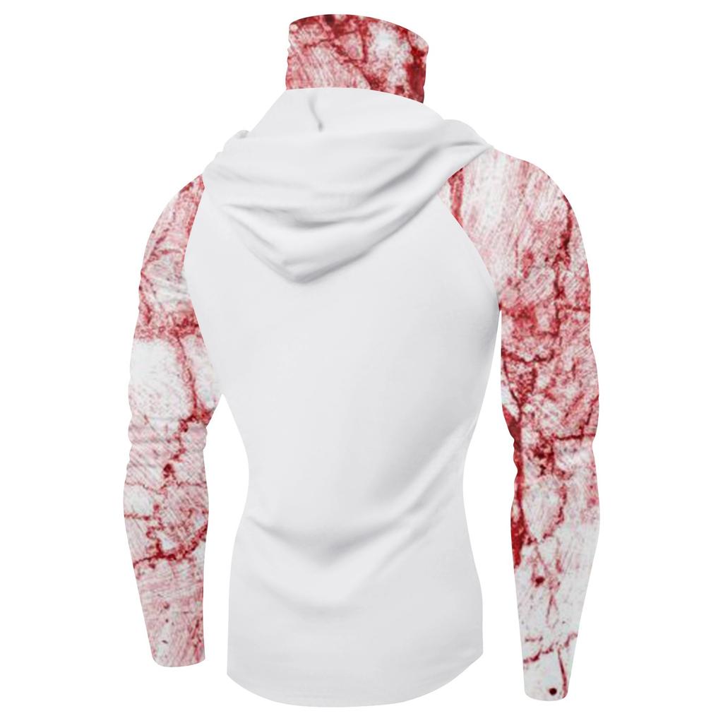 Мужская худи реглан для рыбалки с принтами на Хэллоуин - UPF 50+ УФ защита, длинный рукав, солнцезащитная рубашка с сетчатым козырьком