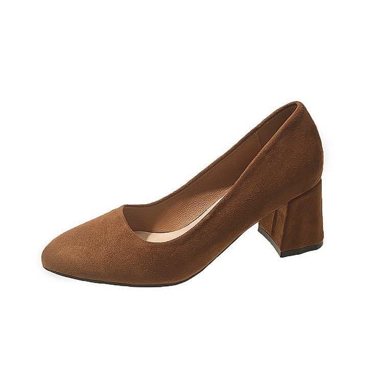 Офисные туфли на высоком каблуке для женщин 2024 года, весна и осень, новые толстые туфли с острым носком и модные туфли для работы и учебы с неглубоким носком