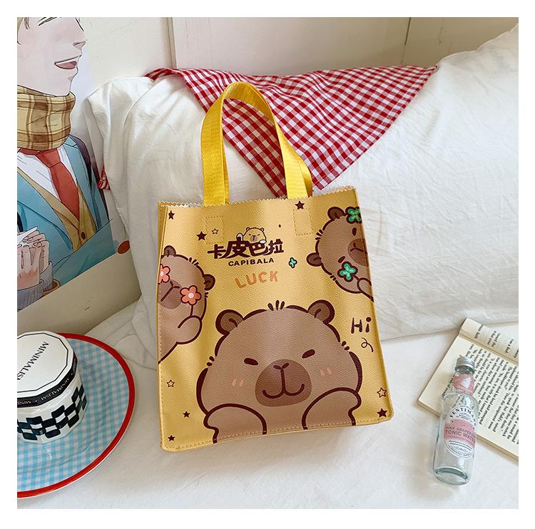 Трендовая сумка-тоут сувенир мультяшная капибара студенческая сумка большой вместимости сумка для хранения