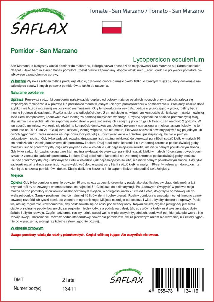 SAFLAX Помидор - Сан Марцано - 10 семян - Lycopersicon esculentum