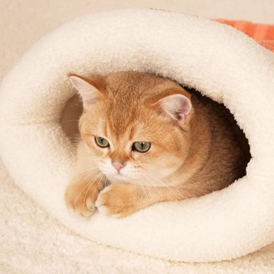 Кошачий мешок для обнимашек Уютный пушистый спальный мешок Теплая кошачья пещера Кровать для питомца Укрытие для щенка Тоннель для котенка Успокаивающая кровать для зимы Для дома Спальня Квартира