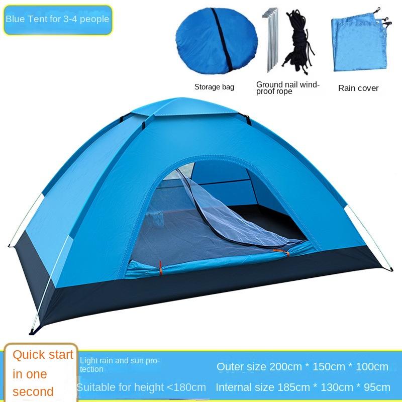 Tent Outdoor Camping Overnight Folding Portable 3-4 People Camping Equipment Thickened Rainproof Automatic Tents Double