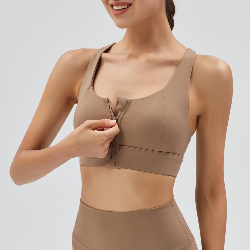 Спортивное нижнее белье женское ударопрочное пуш-ап молния йога бюстгальтер красивая спина бег тренажерный зал высокопрочный жилет