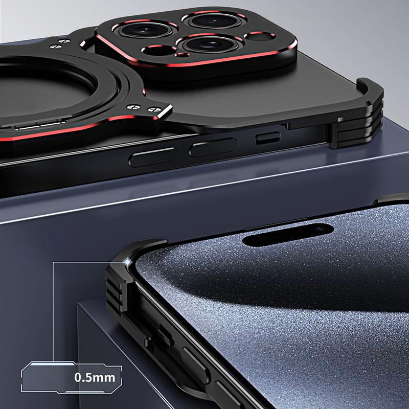 Чехол-подставка для iPhone 14 Pro Безрамочный металлический бампер Чехол для телефона Совместимый с MagSafe