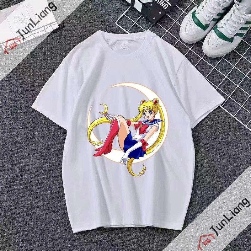 Sailor Moon Graphic T Shirts Japanese Anime Kawaii Y2k Clothing Alphabet T-shirt Streetwear Sportswear Unisex Tops Goth Clothes