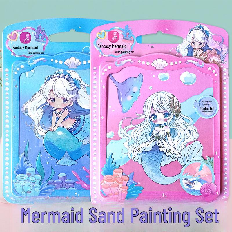 Набор для рисования песком «Мечта русалки»: Набор наклеек принцессы и золотой пудры для детей