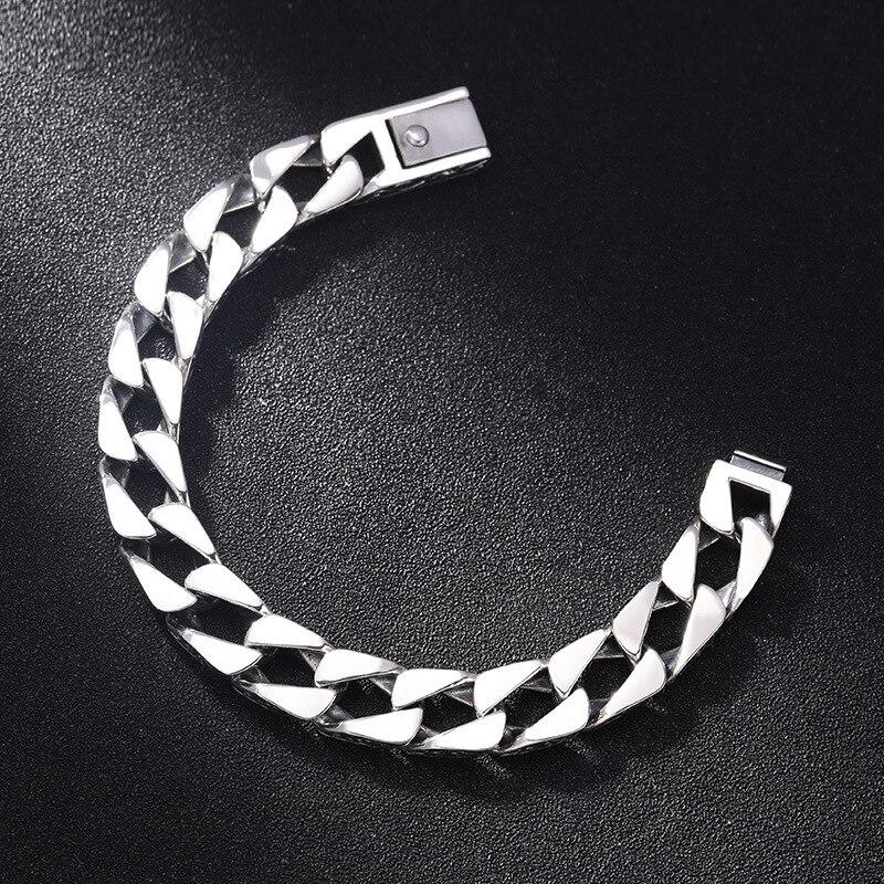 Браслет из стерлингового серебра S925, классический древний тренд, растительный узор, гладкая ручная цепочка из чистого серебра, мужской браслет