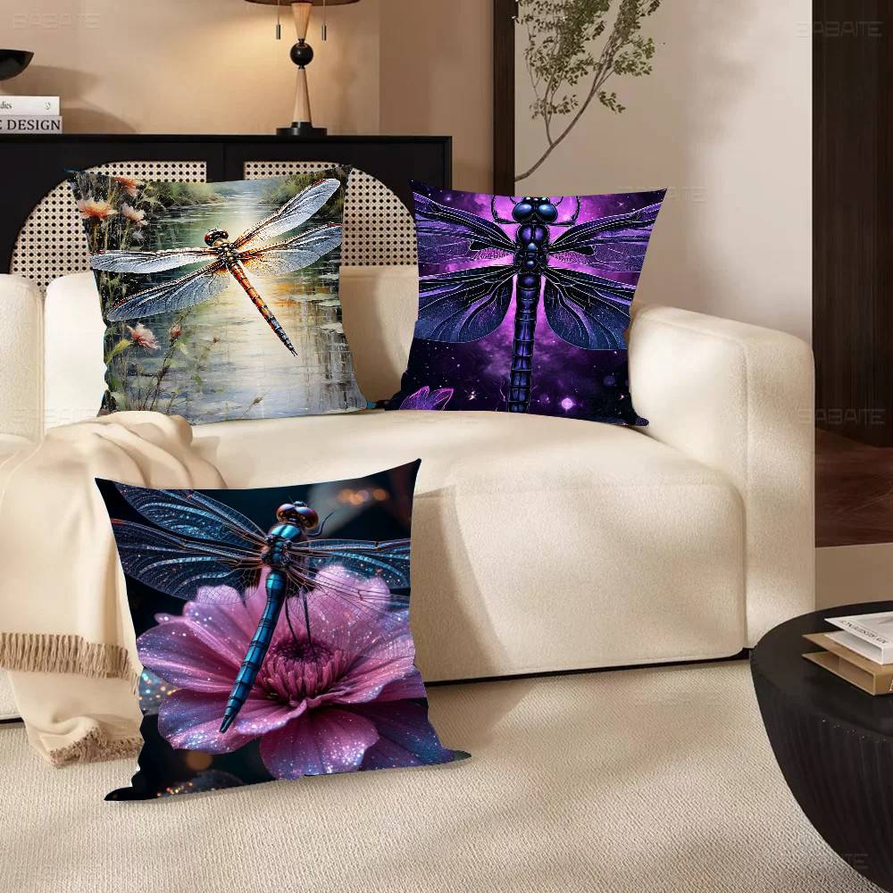 Interesting Dragonfly Pillow Case Fashion Square Pillowcase Bedroom Sofa Room Ins Decoration Leisure