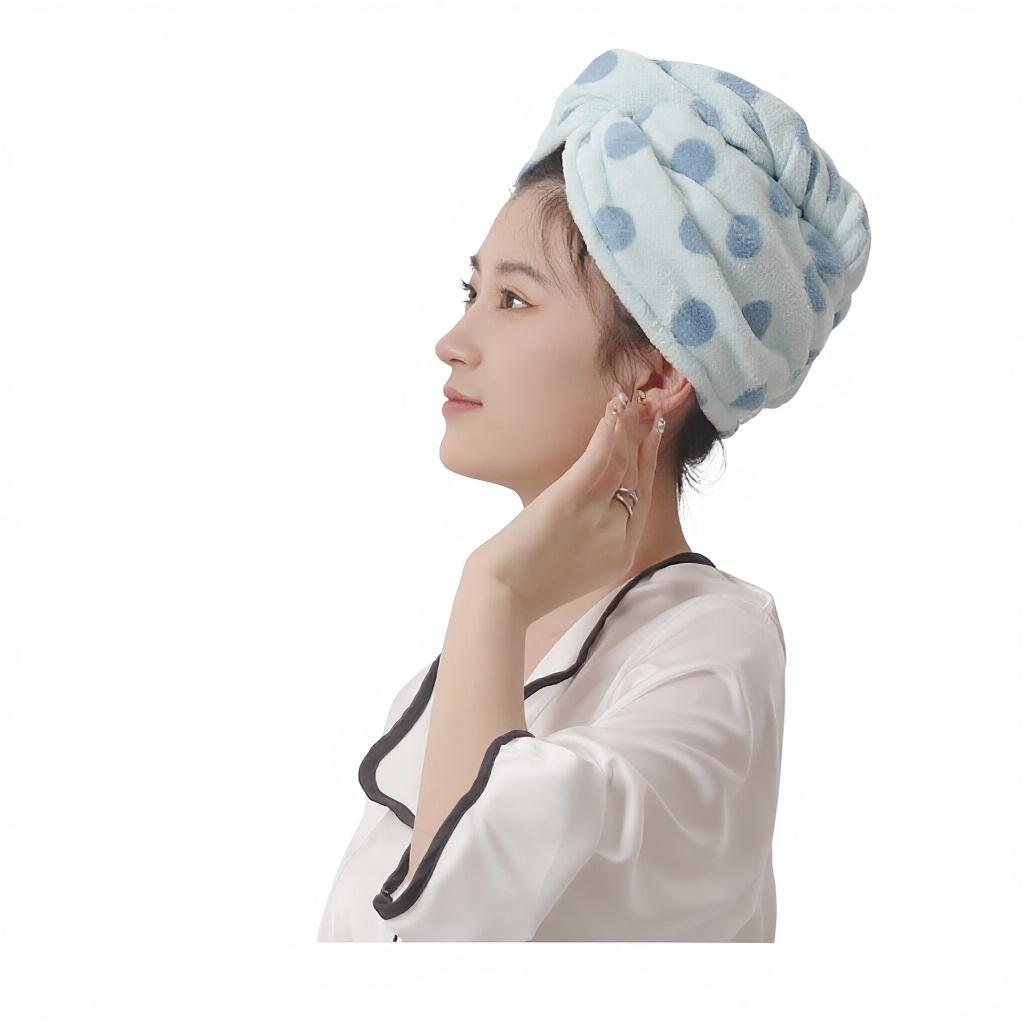 Women's Water Absorbent Quick-Drying Thickened No Shedding Hair Drying Cap Towel Headscarf