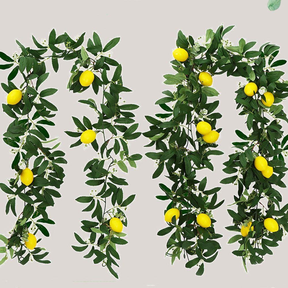 Real Touch Artificial Lemon Garland Green Plant Faux Fruit Vine  Door Wall Table Decor