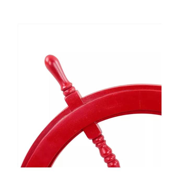 Nautical Handcrafted Wooden Ship Wheel - Home Wall Decor (12 Inches, Red) Ship W