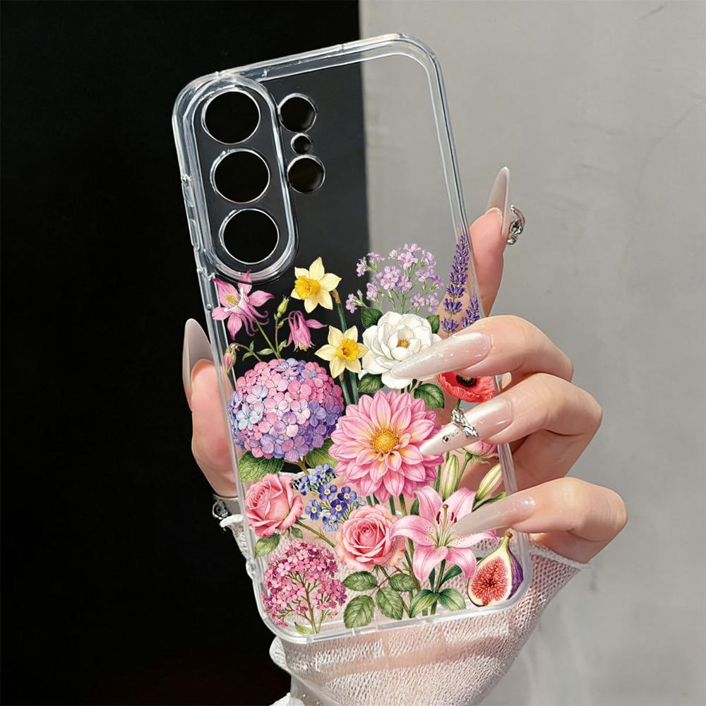 Милый Цветочный Прозрачный Чехол с Ромашками для Samsung Galaxy S26 S25 S23 S22 Ultra Plus Прозрачный Мягкий ТПУ Ударопрочный Цветочный Чехол