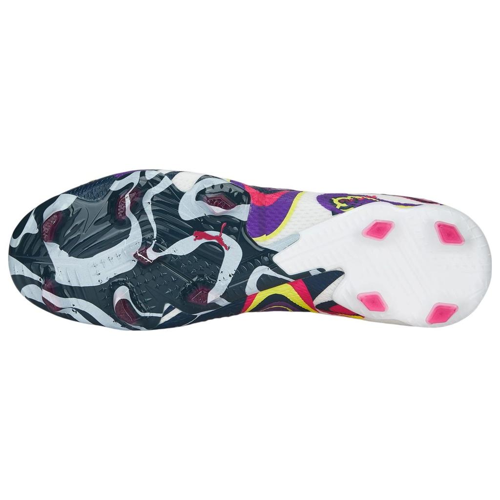 Puma Future Ultimate Create Round Toe Lace-Up Soccer Shoes Unisex Soccer Shoes White Purple Yellow 107323-01