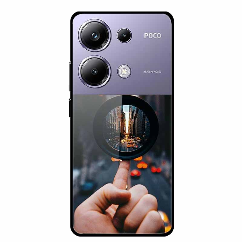 Чехол-накладка для Poco M6 Pro СтеклоЗакаленное Стекло Чехол Жесткая Задняя Панель Защита для Xiaomi Poco P oco M 6 Pro 6.67" Цветные Чехлы для Телефона