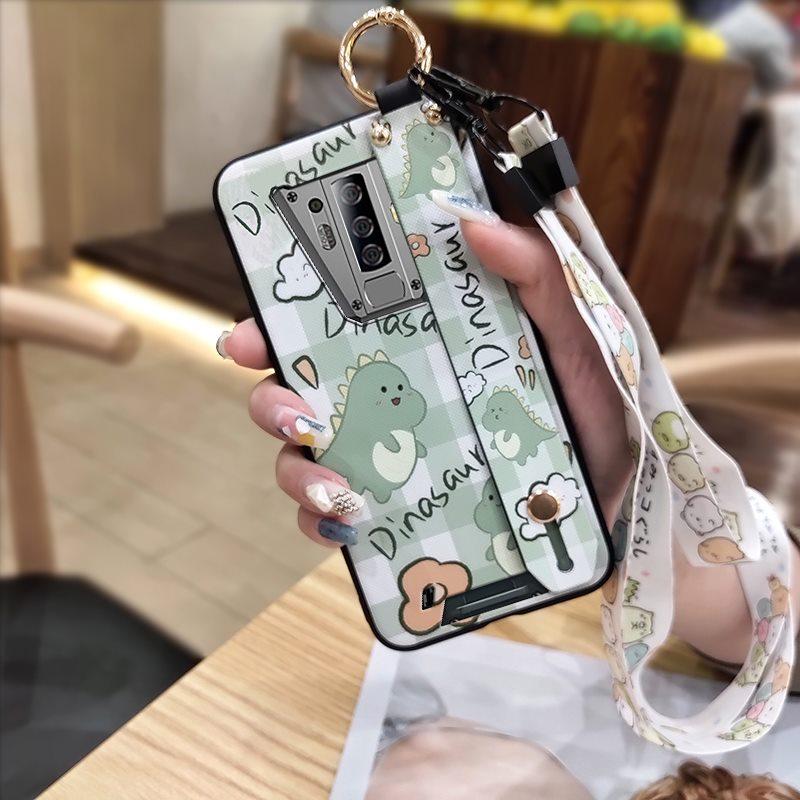 Kickstand Anti-dust Phone Case For Blackview BV6900 Wrist Strap Ring Cartoon Anti-knock Waterproof Cute Dirt-resistant