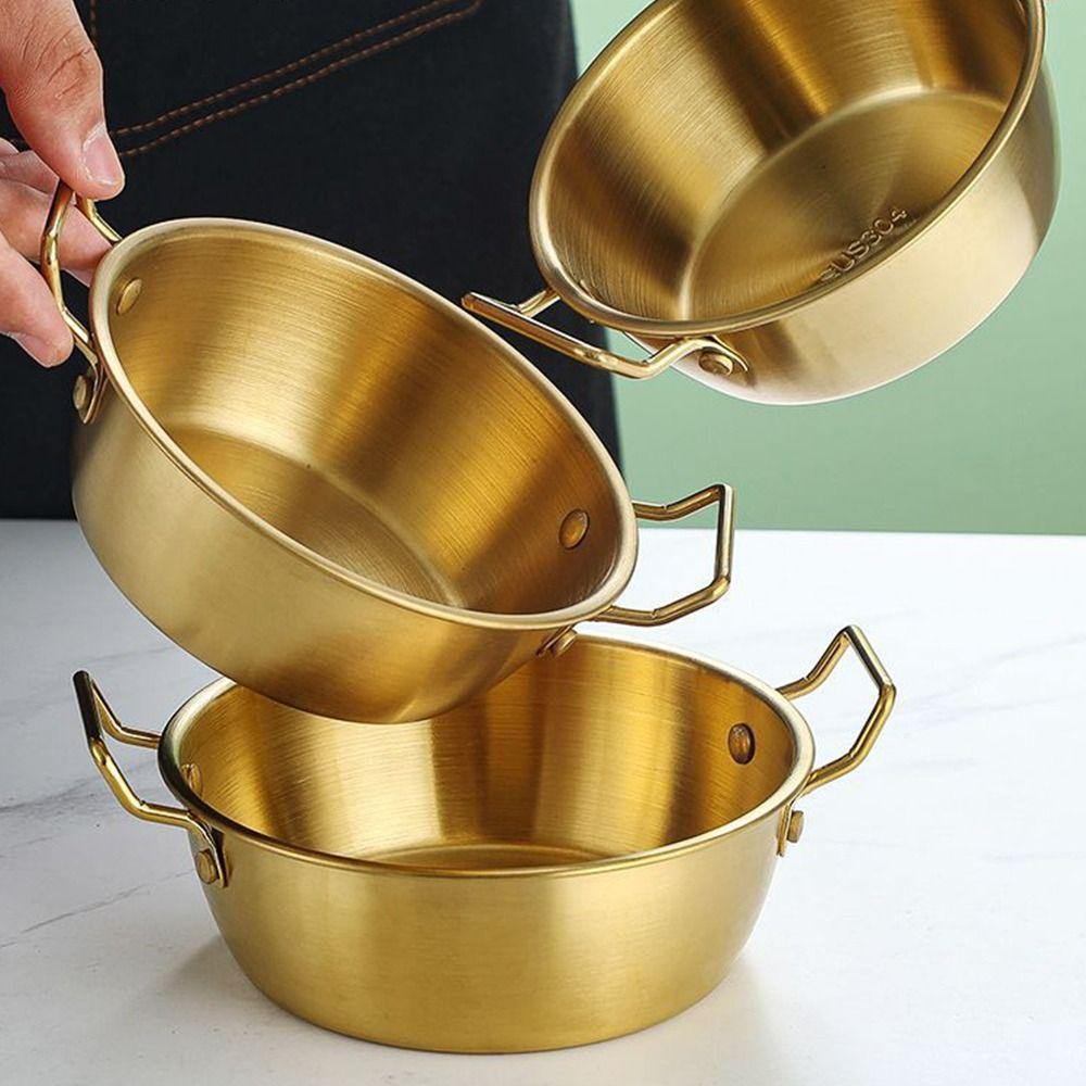 1 шт. с ручкой Миска из нержавеющей стали для подачи еды Корейская кухня Блюдце для соуса и приправ Кухонная посуда Золотой Серебряный