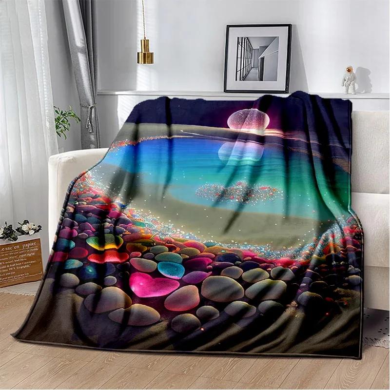 Soft Colorful Pebble Road Throw Blanket Nature Inspired Design for Home Bedroom Bed Sofa Cover Kids New Style