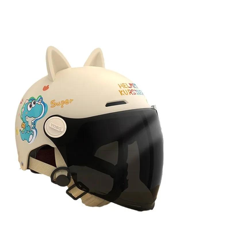 Детский шлем с кошачьими ушками и солнцезащитным козырьком с защитой от УФ-лучей, спортивный шлем для безопасности, детская защитная экипировка для езды на электросамокате, велосипеде, мотоцикле