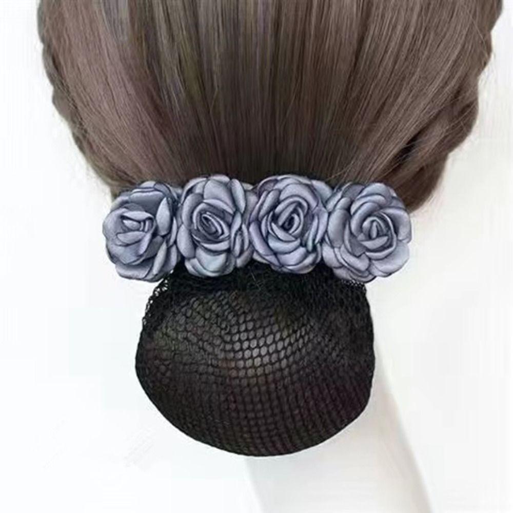 Hair Accessories Bow French Hair Clip Barrette Women Hair Bun Cover Net Snood Hairnet Flower