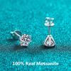 Real 0.6-4 Carat Moissanite Screw Stud Earrings for Women Men Solid Sterling Silver Solitaire Round Diamond Earrings Jewelry