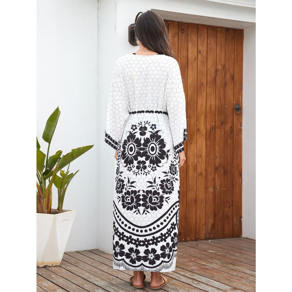 Cross-border European and  New Cardigan Kimono Bikini Sunscreen Plus Size Dress Swimsuit Outer Blouse 3898