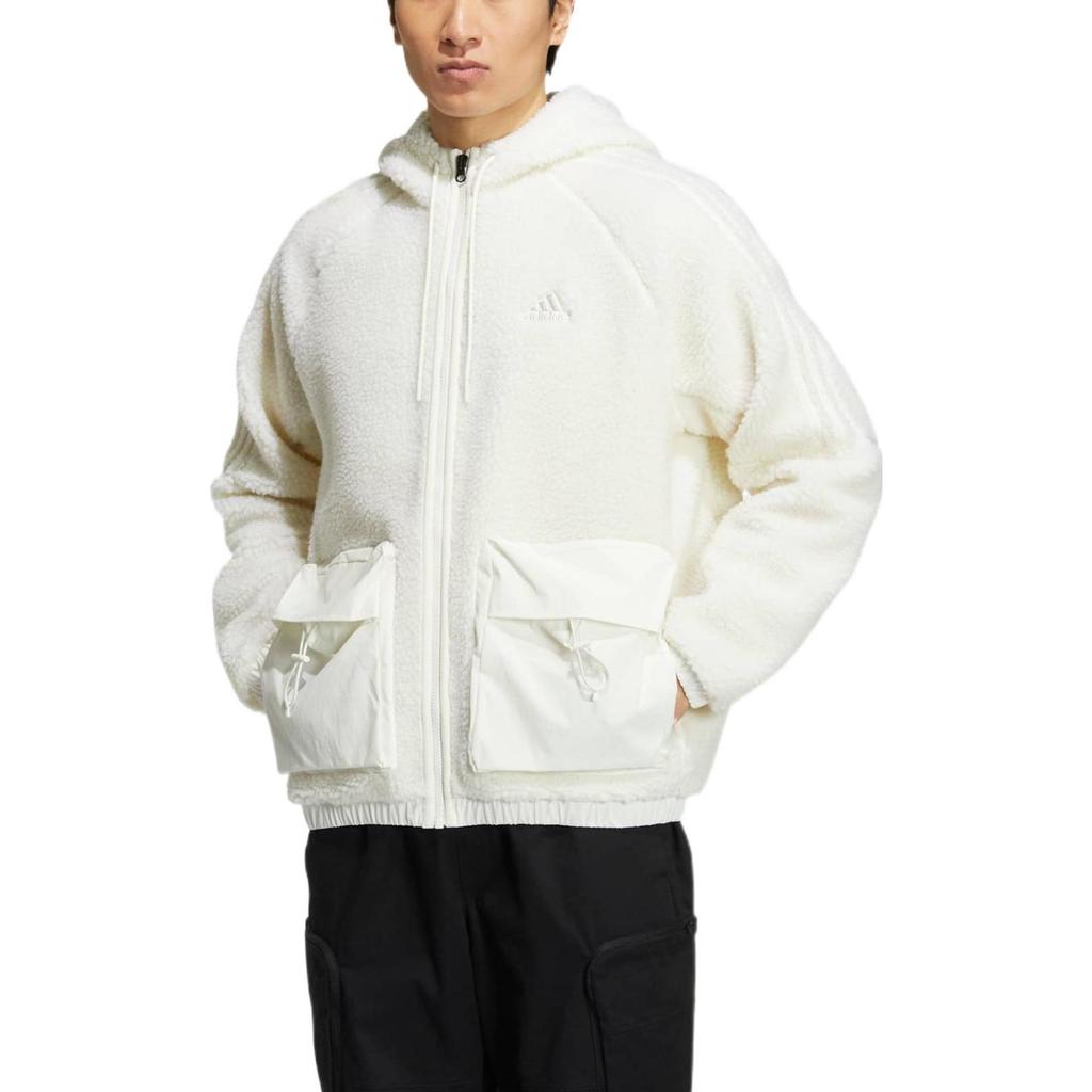 Adidas St Boa Hooded Zip Jacket With Embroidered Logo Men Outerwear White HR4442