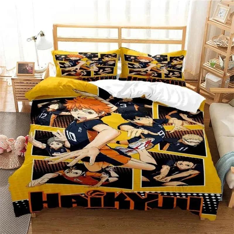 3D Pirnted Volleyball Haikyuu Duvet Cover Set Cartoon Kids Boys Bedding Set Bedclothes Girls Teens Quilt Cover Bed Linen Set