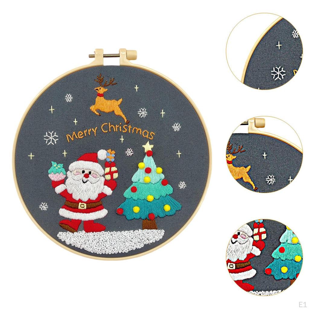 Christmas Embroidery Kit for Adult Craft Set Portable Unfinished Xmas Material Package Crafting