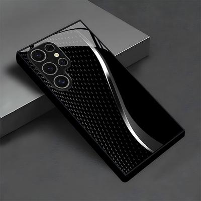 Черная стеклянная чехол для телефона с узором в виде волнистой линии, подходит для Samsung Galaxy S26 S25 S24 S22 S21 S20 FE/Ultra/Plus, противоударный
