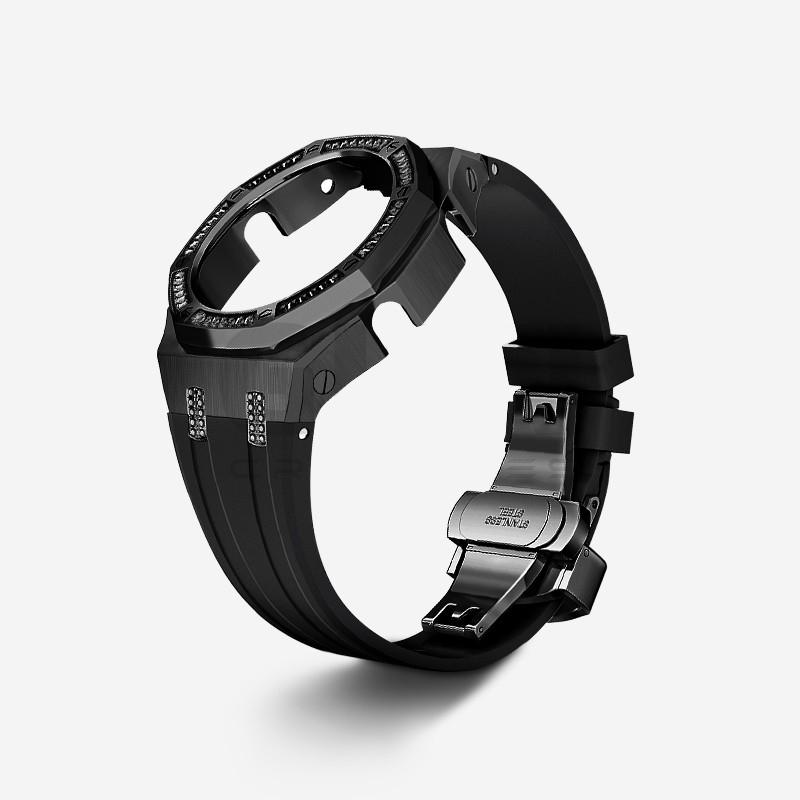 Для часов Casio G-SHOCK Black Knight GA-2100/GA-2110/GA-B2100 Модифицированный Черный Алмазный Корпус Стальной Ремешок Набор Аксессуаров