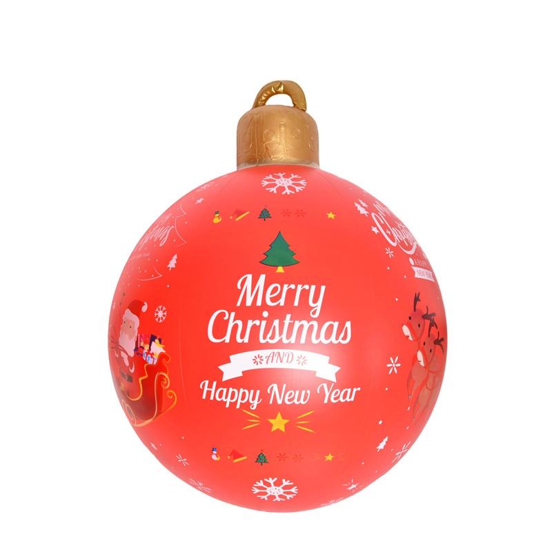 60 см Рождественский надувной шар, украшенный шаром из ПВХ, гигантские большие шары, елочные украшения, игрушечный шар без светового украшения
