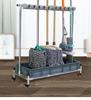 Floor-Standing Stainless Steel Movable Mop and Broom Holder - Punch-Free Bathroom Storage Organizer