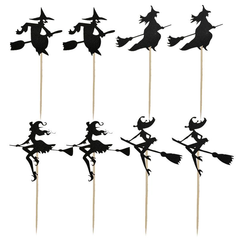 Набор из 8 шт., вставка для торта ведьмы на Хэллоуин, вечернее платье, праздничное украшение, плагин для выпечки для вечеринок