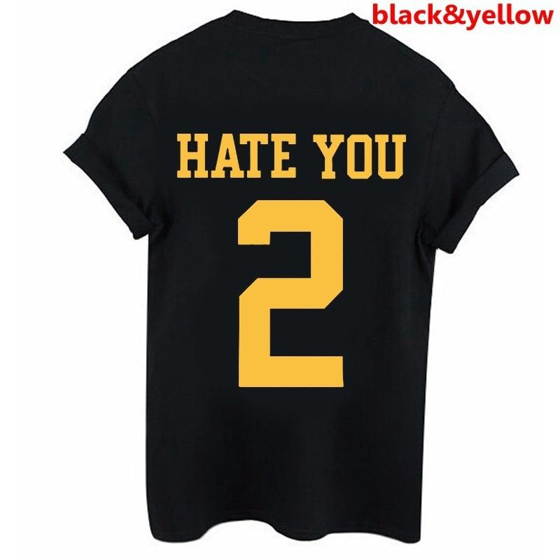 ZIMOXUAN Женская модная футболка, женские футболки с круглым вырезом Hate You 2 с принтом, рубашка с коротким рукавом с буквенным принтом, футболки, топы