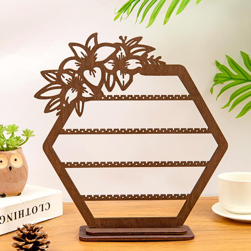 1 шт. Настольное украшение Легко собирается Деревянные зажимы для ушей Подставка-держатель для серег Большая вместимость