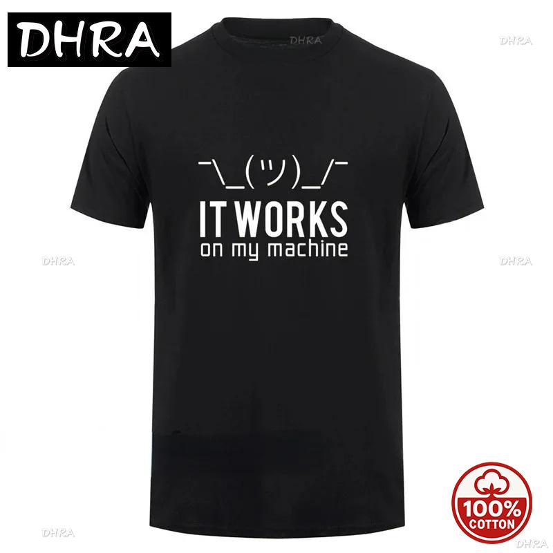 Креативные Забавные Программист Код Работает Почему Мем Принт Футболки Camiseta Hombre Операционная Система Linux Модная Мягкая Уличная Одежда для Подарка
